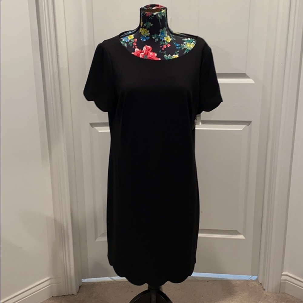 Anne Klein Black Scalloped Dress